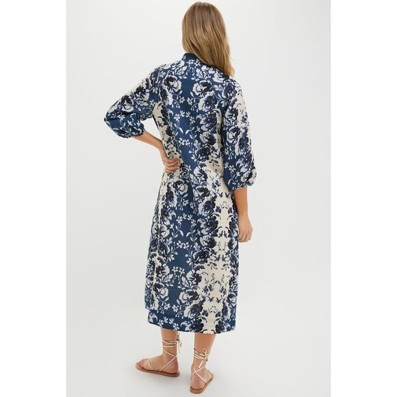TUCKERNUCK Indigo Reflection Cotton Linen Maryse Caftan Size L NWT - Picture 2 of 8